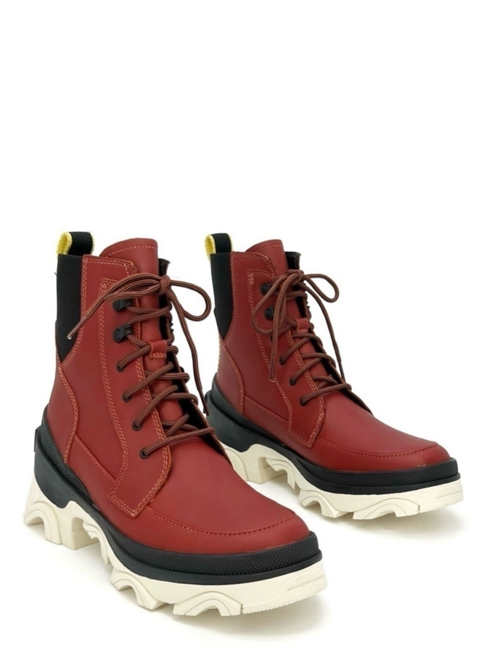 Sorel Brex Ankle Boots Womens Size 8 Leather Waterproof Red Black Bootie New NWT